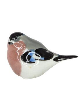 Vintage Lomonosov Winter Bullfinch Bird Miniature Figurine Made In USSR